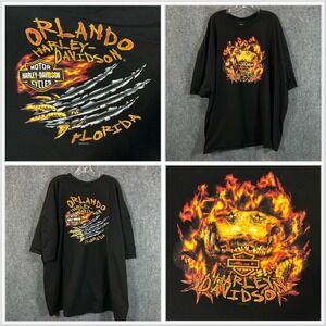 Harley Davidson 2010 Men's 5XL Orlando, Florida Fire Gator SS T-Shirt